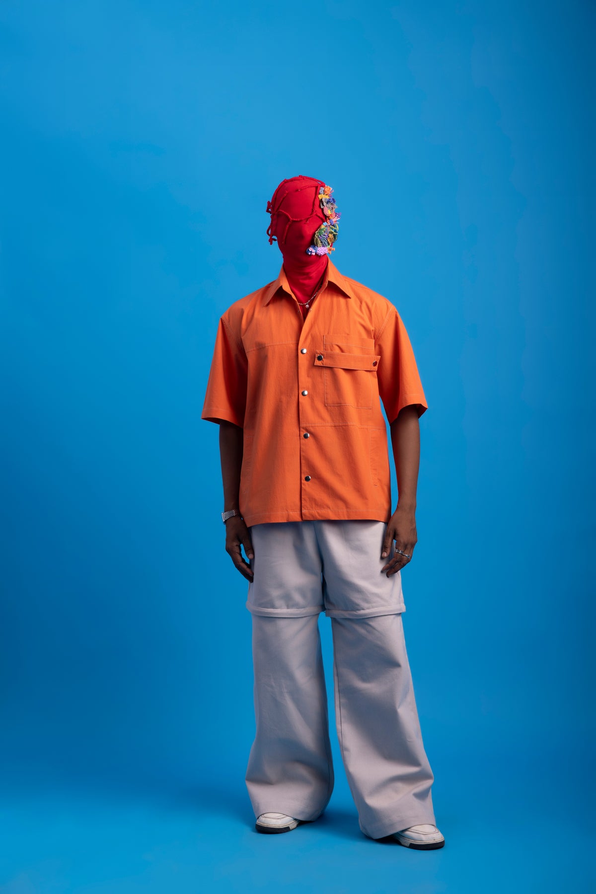Panel Shirt- Coral Orange