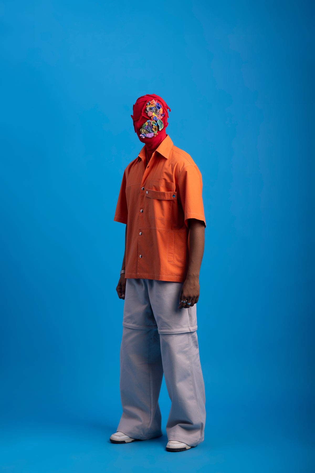 Panel Shirt- Coral Orange