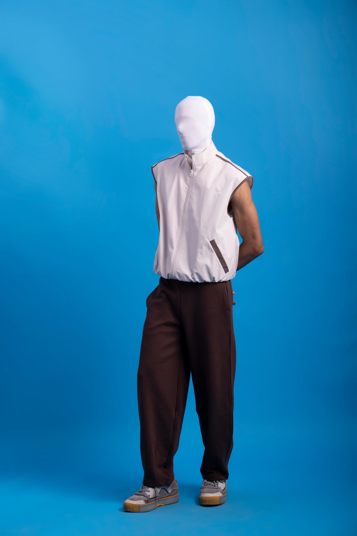 Undefined Half Jacket-  Bleached sand with Deep umber piping