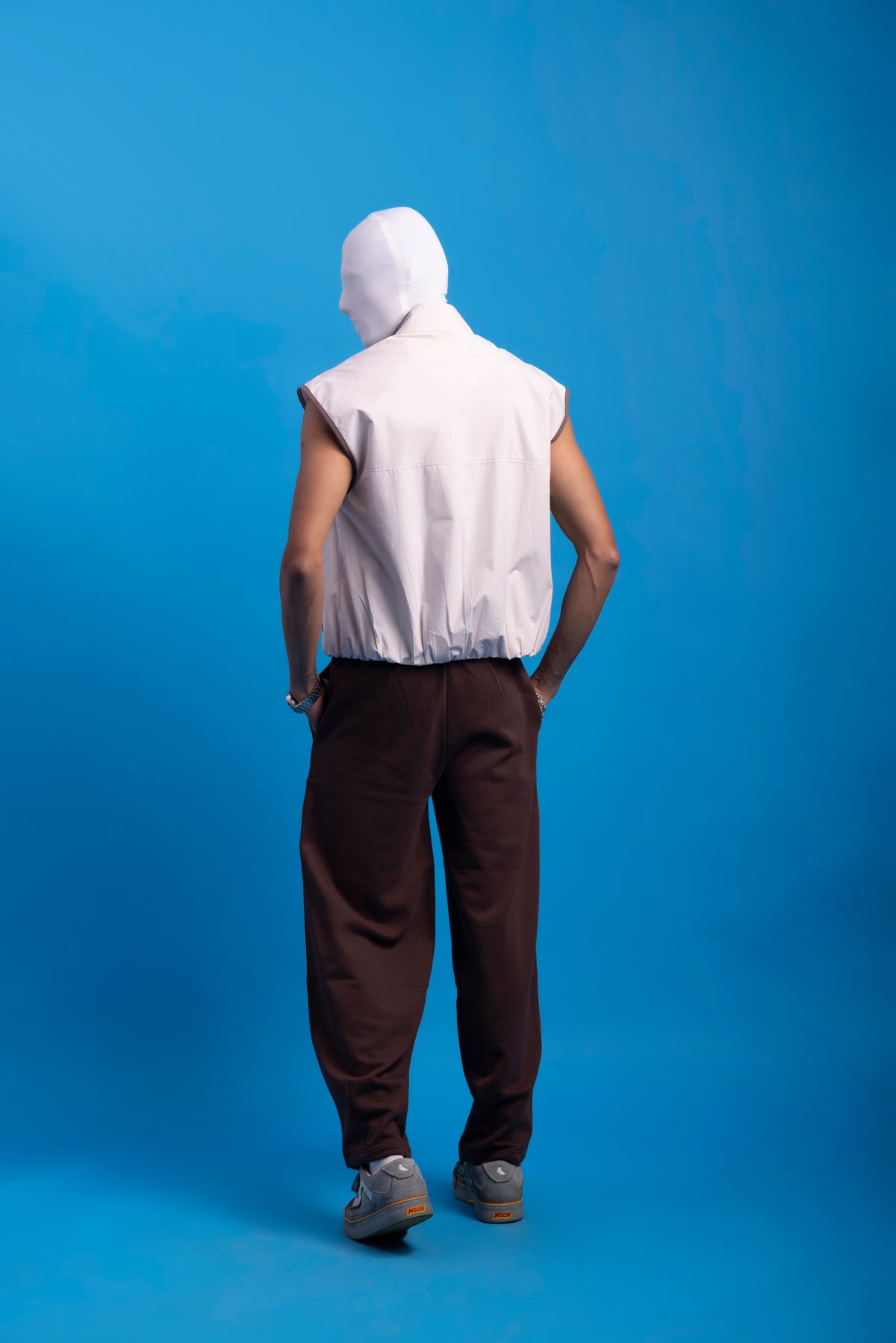 Undefined Half Jacket-  Bleached sand with Deep umber piping