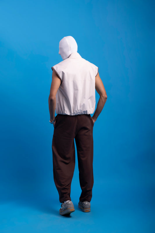 Undefined Half Jacket-  Bleached sand with Deep umber piping