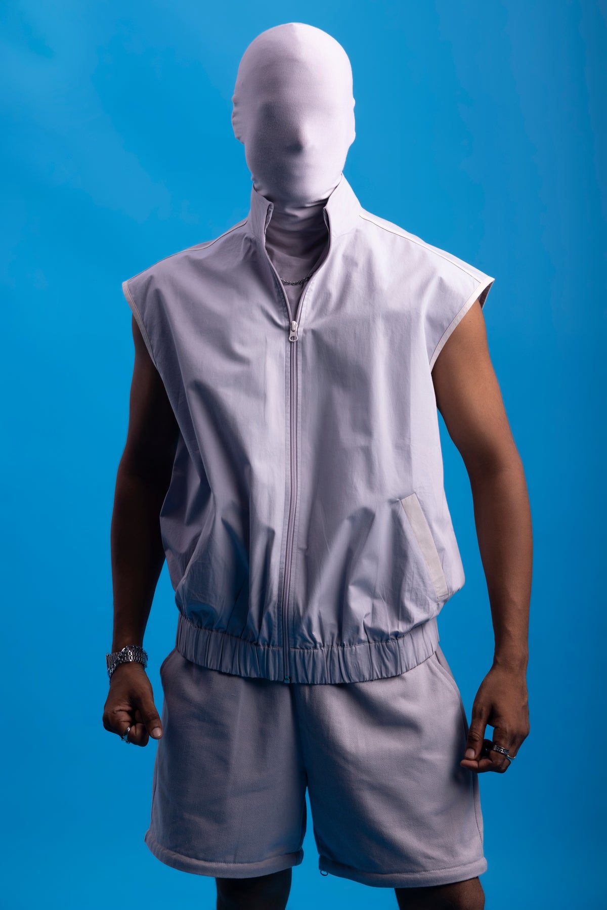 Undefined Half Jacket- Stark grey with Bleached sand piping