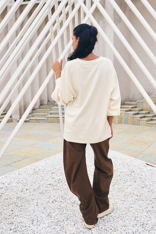 NBYO Embroidered Sweatshirt - Antique White