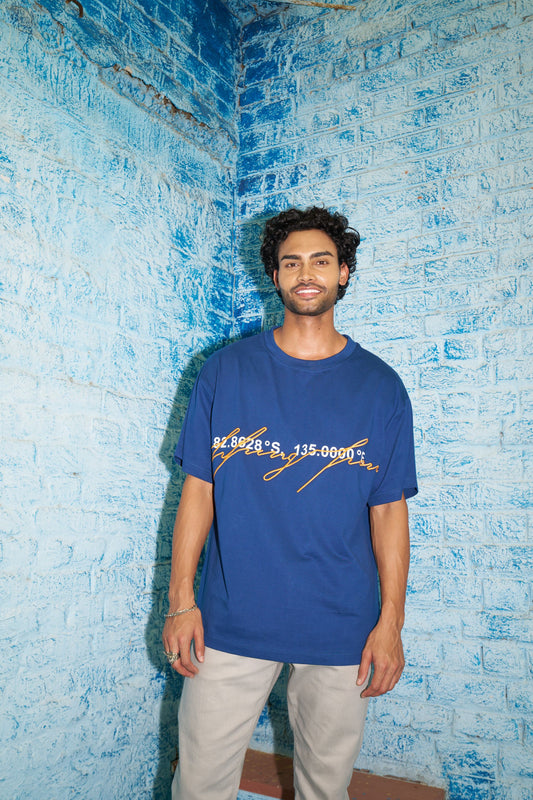 Penguin Print T shirt - Estate Blue