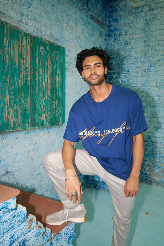 Penguin Print T shirt - Estate Blue