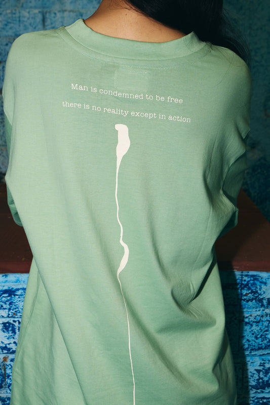 Triangle cut T shirt - Quiet Green